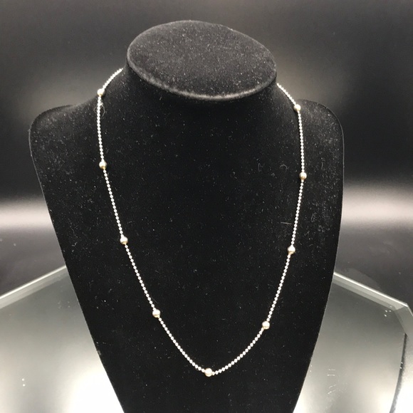 Sterling Silver beaded Ball chain necklace.. - Picture 2 of 5